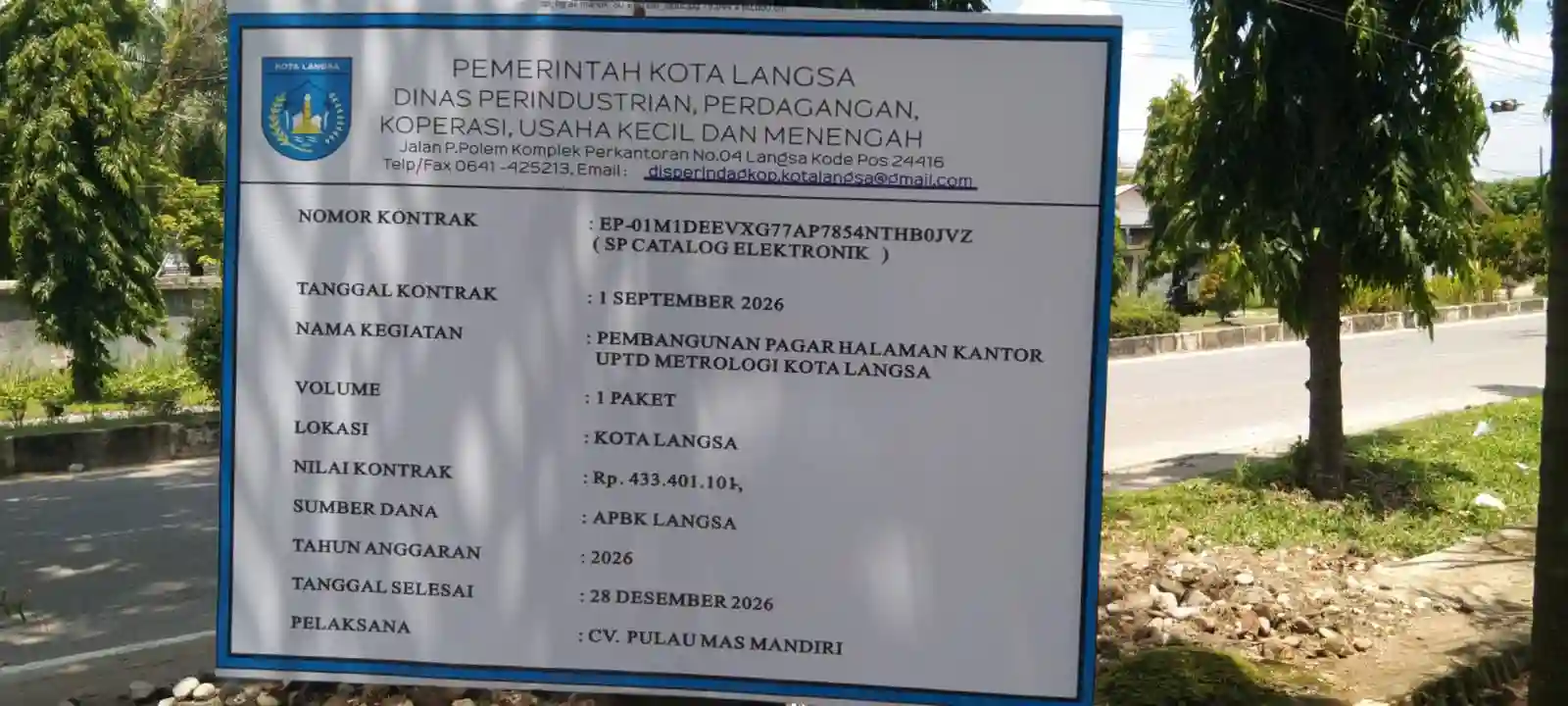 Dugaan Kurangnya Pengawasan Ketat, Dari Pihak PPK Dan PPTK, Bersama Pihak Pelaksana Rekanan Kontraktor, Pembangunan Pagar Halaman Kantor UPTD Metrologi Kota Langsa