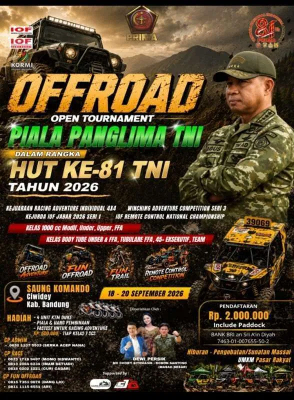 Turnamen Offroad Piala Panglima TNI di Bandung 2026