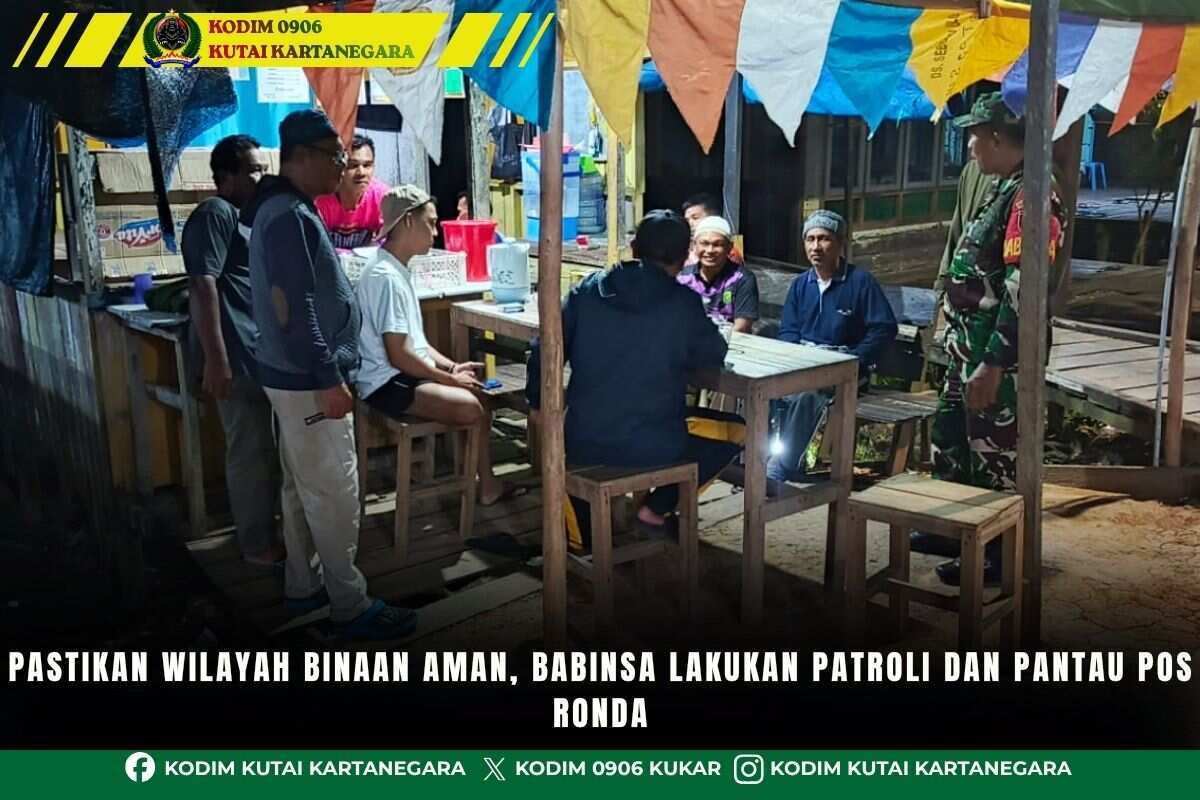 Pastikan Wilayah Binaan Aman, Babinsa Lakukan Patroli dan Pantau Pos Ronda