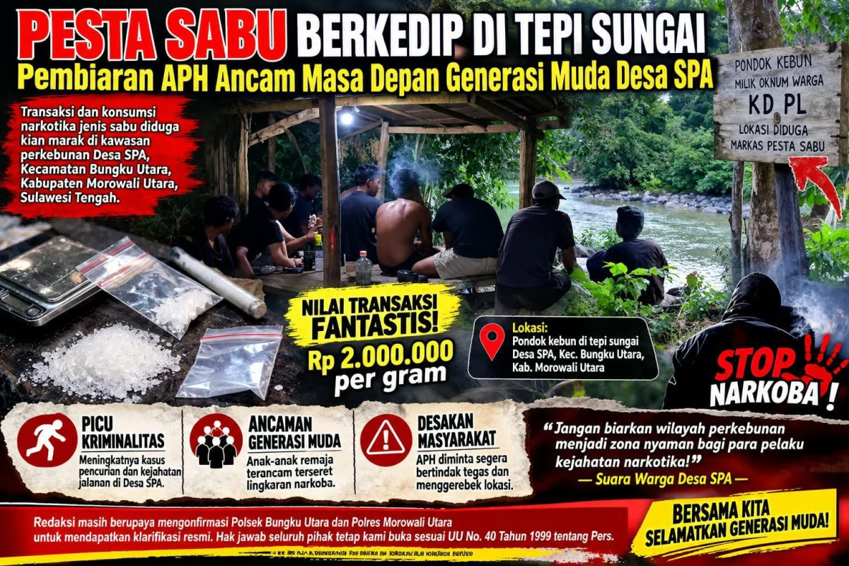 Transaksi Sabu Diduga Capai Jutaan Rupiah, Aktivitas di Perkebunan Desa SPA Jadi Sorotan