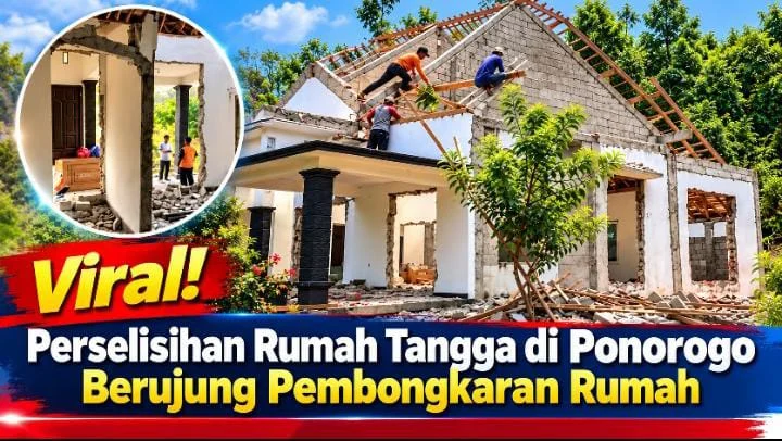 Konflik Rumah Tangga di Ponorogo Memanas, Sejumlah Bagian Rumah Dibongkar