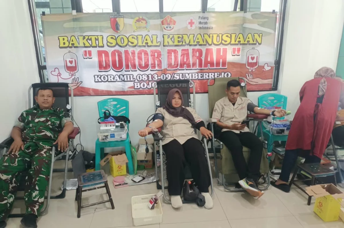 Sinergi Kemanusiaan, TNI dan Warga Sumberrejo Bojonegoro Sukses Kumpulkan 30 Kantong Darah