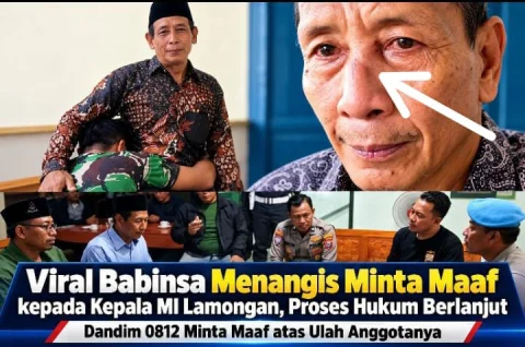 Tangis Babinsa Saat Bersimpuh Minta Maaf kepada Kepala MI Lamongan Jadi Sorotan