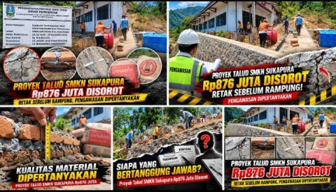 Rp876 Juta Bukan Uang Kecil! Kualitas Talud SMKN Sukapura Harus Dipertanggungjawabkan