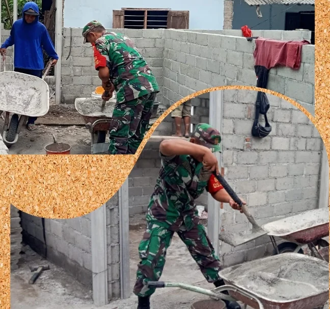 Wujud Kepedulian TNI, Babinsa Koramil 0808/04 Sanankulon Dampingi Pembangunan RTLH Di Desa Jeding
