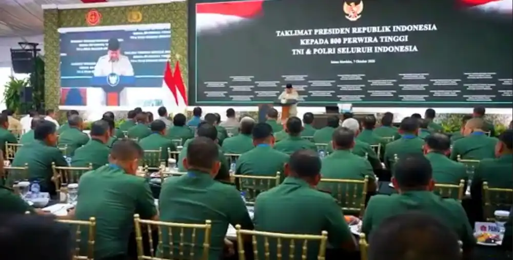 Taklimat Presiden Prabowo untuk 800 Perwira Tinggi TNI dan Polri di Istana Kepresidenan