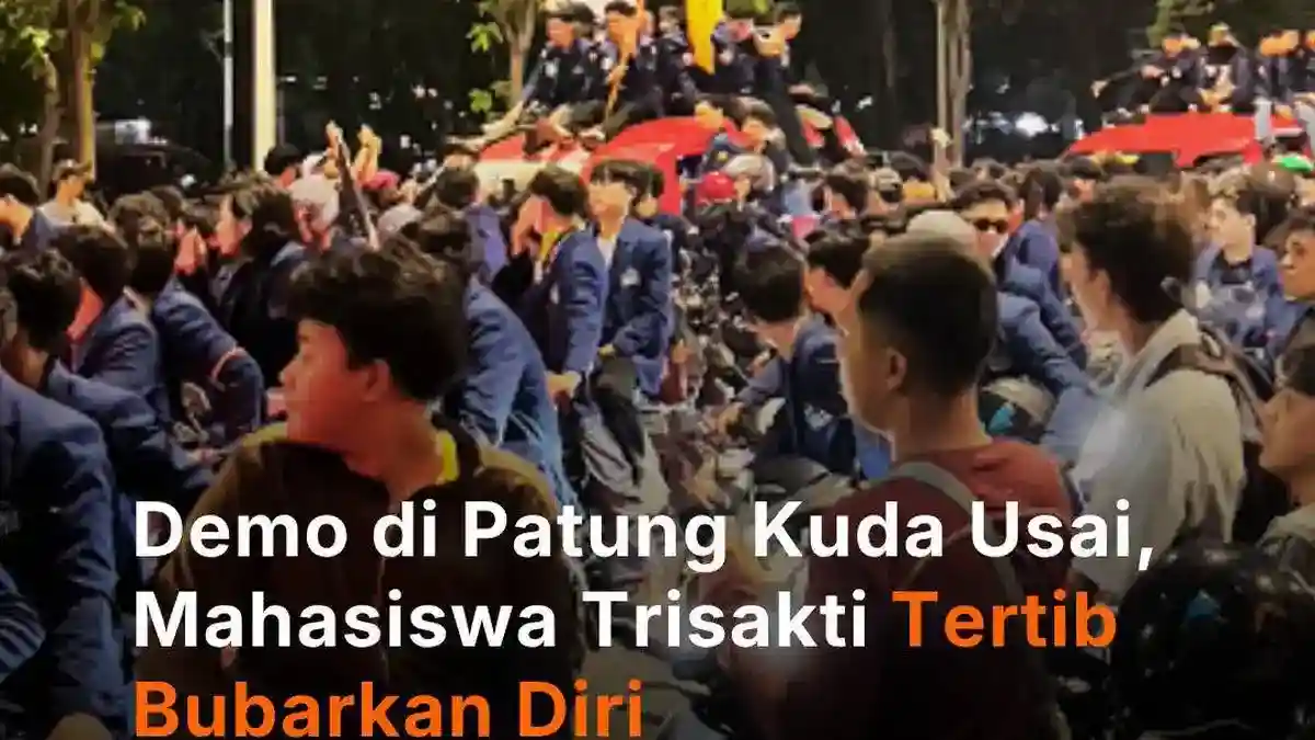 Mahasiswa Trisakti Tinggalkan Kawasan Patung Kuda Setelah Sampaikan Tuntutan