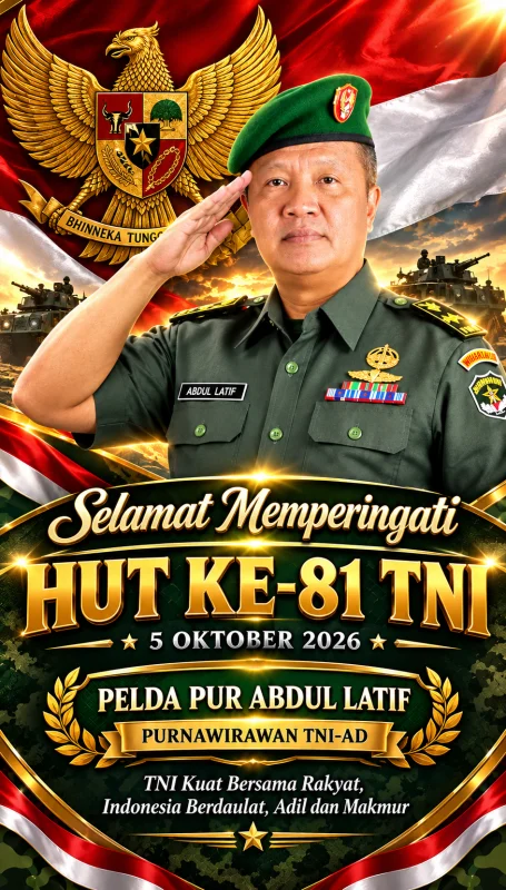 Penuh Semangat Nasionalisme, Pelda Pur Abdul Latif Beri Ucapan Selamat HUT ke-81 TNI