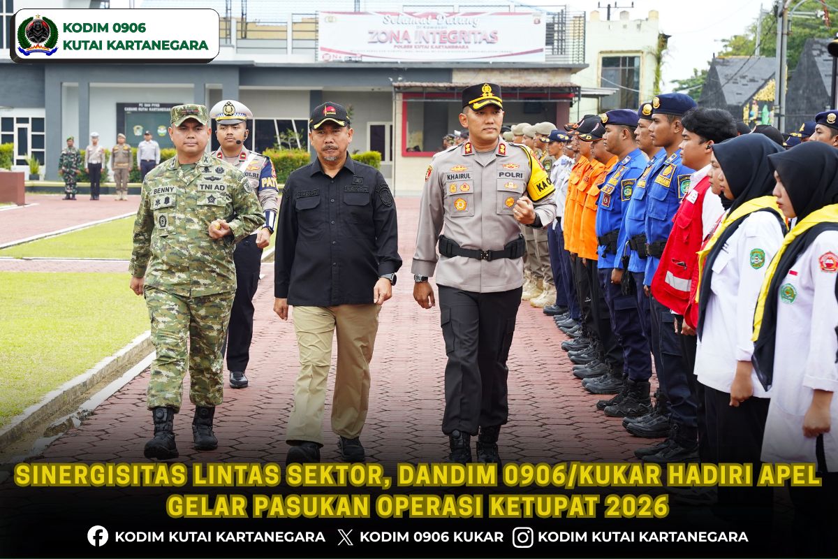 Sinergisitas Lintas Sektor, Dandim 0906/Kukar Hadiri Apel Gelar Pasukan Operasi Ketupat 2026